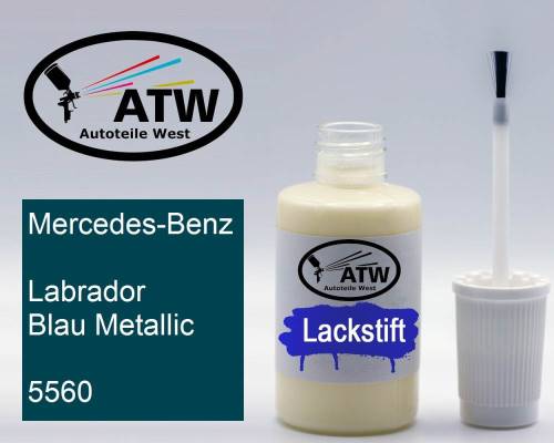 Mercedes-Benz, Labrador Blau Metallic, 5560: 20ml Lackstift, von ATW Autoteile West.